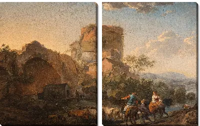 Итальянский пейзаж с руинами 