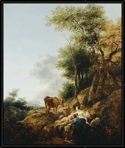 Картина Пейзаж с нимфой и сатиром 