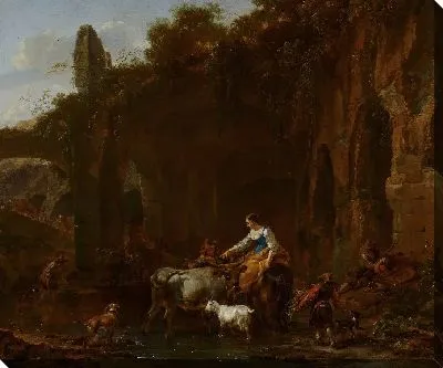 Картина Пастухи рядом с римскими руинами 