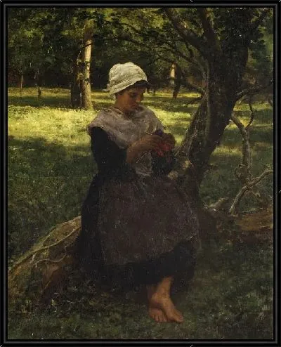 Картина Приятная девушка шьёт