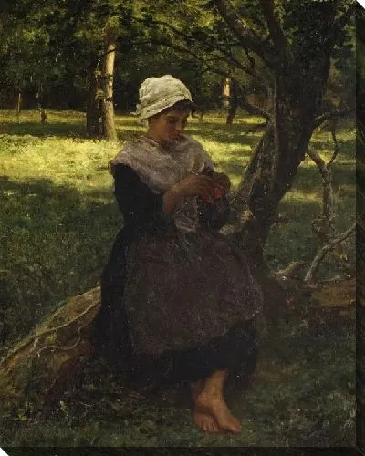 Картина Приятная девушка шьёт