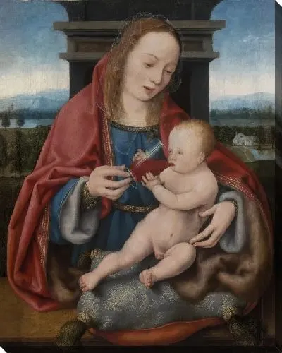 Картина Богородица с младенцем Христом пили вино