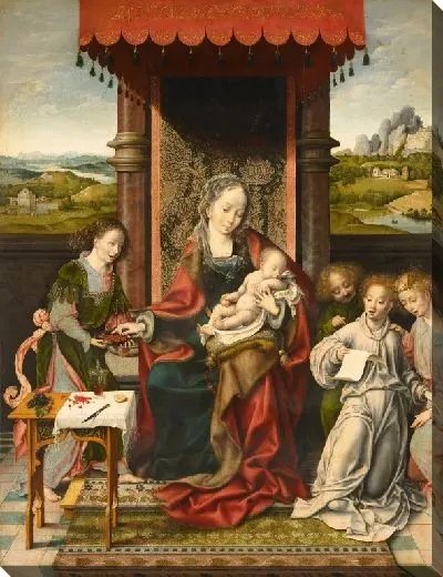 Картина Богородица и ребёнок с ангелами