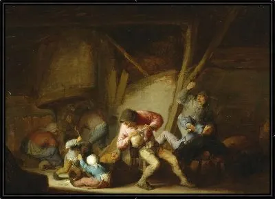 Картина Интерьер с пьющими фигурами и плачущим ребёнком