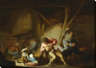 Картина Интерьер с пьющими фигурами и плачущим ребёнком