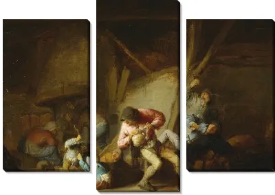 Интерьер с пьющими фигурами и плачущим ребёнком