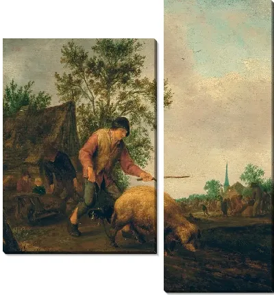 Картина Фермер со свиньёй