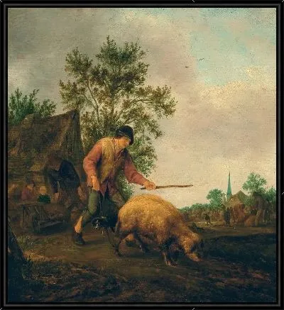 Фермер со свиньёй