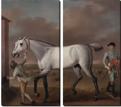 Серая скаковая лошадь герцога Гамильтона "победоносная" в Ньюмаркете