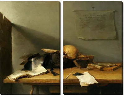 Картина Натюрморт с книгами и головой смерти