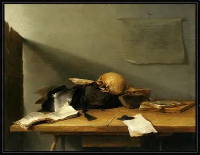 Натюрморт с книгами и головой смерти