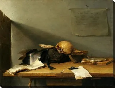 Натюрморт с книгами и головой смерти