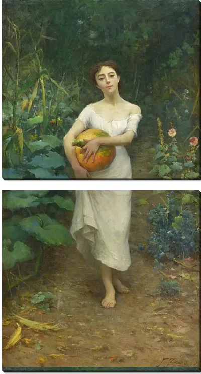 Картина Молодая девушка с тыквой