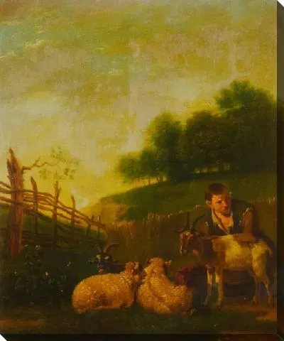 Картина Молодой пастух доит козу