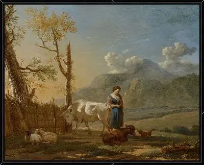 Пейзаж с пастушкой