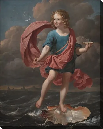 Картина Мальчик пускает мыльные пузыри . Аллегория о бренности и краткости жизни