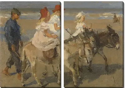 Картина Осел едет по пляжу