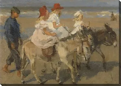 Осел едет по пляжу