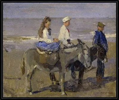 Мальчик и девочка на ослах