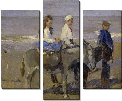 Мальчик и девочка на ослах