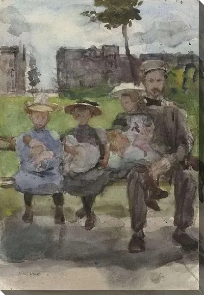 Картина Мужчина с тремя девушками на скамейке в Oosterpark в Амстердаме