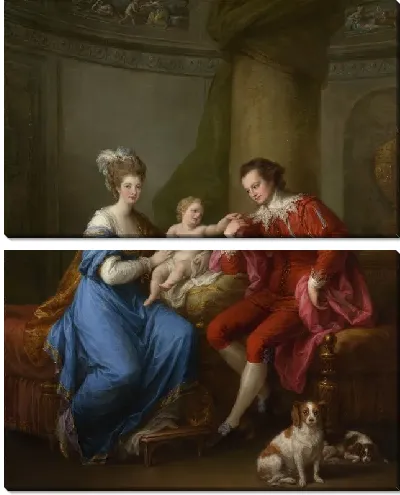 Картина Эдвард Смит Стэнли (1752-1834), двенадцатый граф Дерби, с первой женой (леди Элизабет Гамильтон, 1753-1797) и сыном (Эдвард Смит Стэнли, 1775-1851)