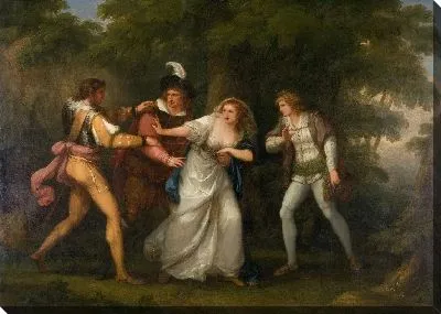 Валентин, Протей, Сильвия и Джулия в лесу (Сцена из "Двух джентльменов Вероны", Акт V, Сцена IV)