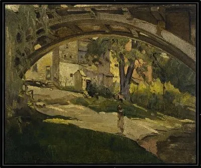 Девушка под арочным мостом