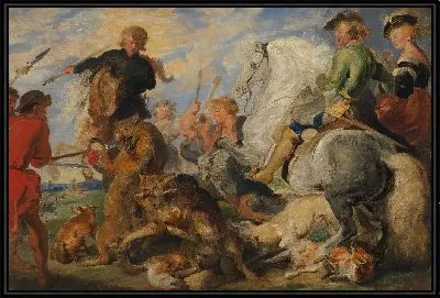 Копия после Рубенса "Охота на волка и лиса" 