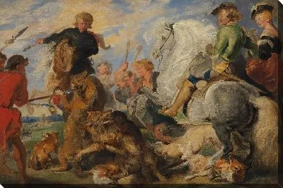 Копия после Рубенса "Охота на волка и лиса" 