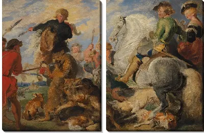 Копия после Рубенса "Охота на волка и лиса" 