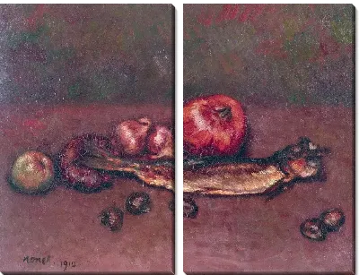 Картина Натюрморт с луком и селёдкой