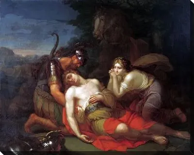 Картина Эрминия и Вафрин находят раненого Танкреда (Erminia and the wounded Tancred Vafrin)