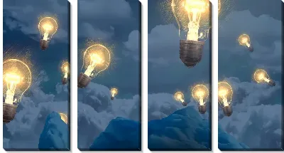 Модульная картина Много лампочек как символ идей