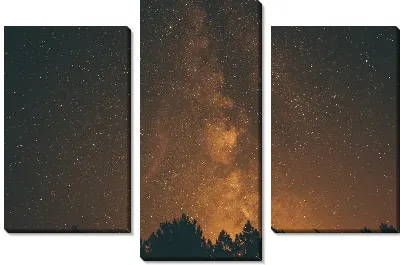 Модульная картина Северное сияние в золотых тонах