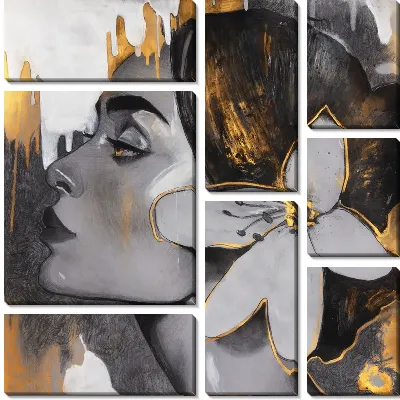 Модульная картина Девушка с цветком в волосах