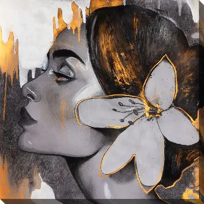 Картина маслом Девушка с цветком в волосах