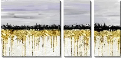 Модульная картина Абстракция с золотыми тонами