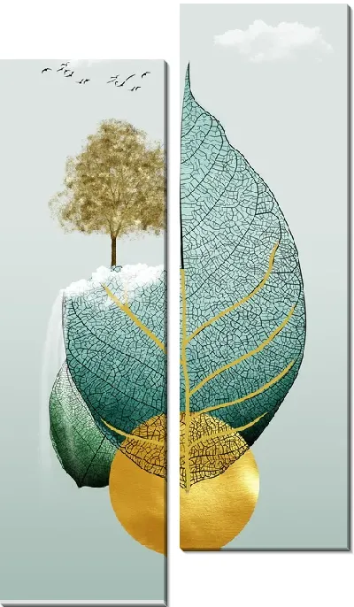Модульная картина Коллаж с деревом и листком