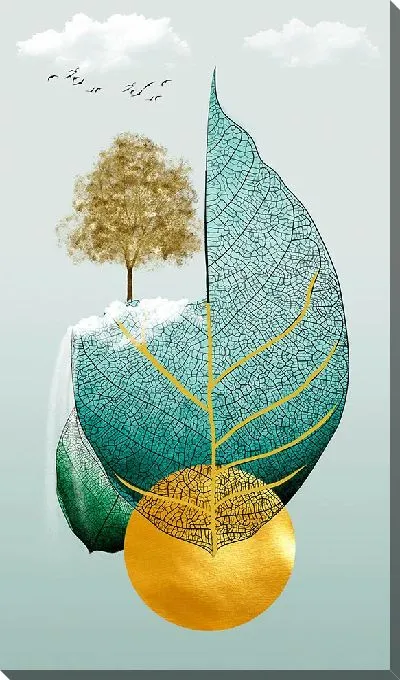 Постер Коллаж с деревом и листком