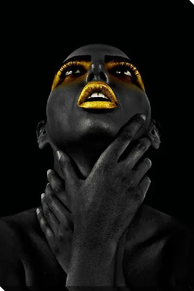 Картина маслом Черно золотая девушка