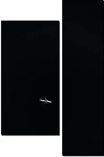 Модульная картина Самолет на черном фоне