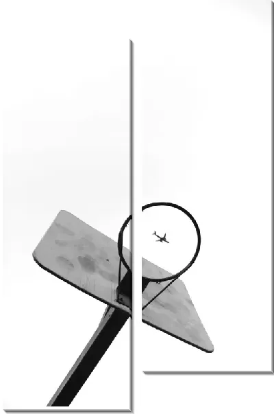 Модульная картина Самолет в баскетбольном кольце