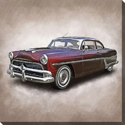 Картина маслом Бордовый советский ретро-автомобиль