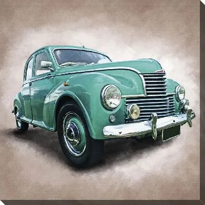Картина маслом Зеленый ретро-автомобиль