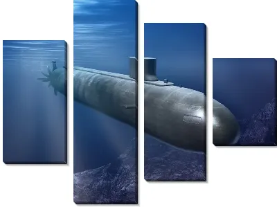 Модульная картина Подводная лодка в синем море