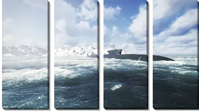 Модульная картина Подводная лодка в северных широтах