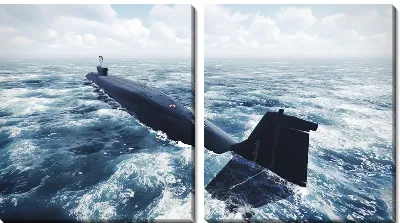 Модульная картина Подводная лодка в морской пене