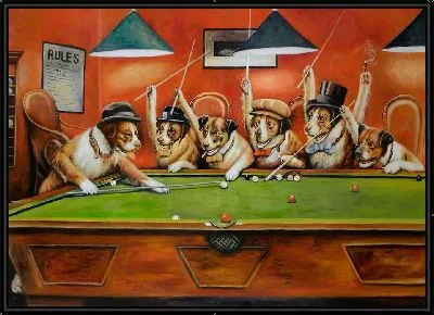 Собаки играют в бильярд №2