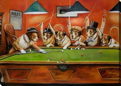 Картина Собаки играют в бильярд №2